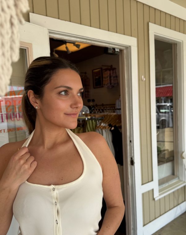 Halter Neck Buttoned Washed Top - Image 3